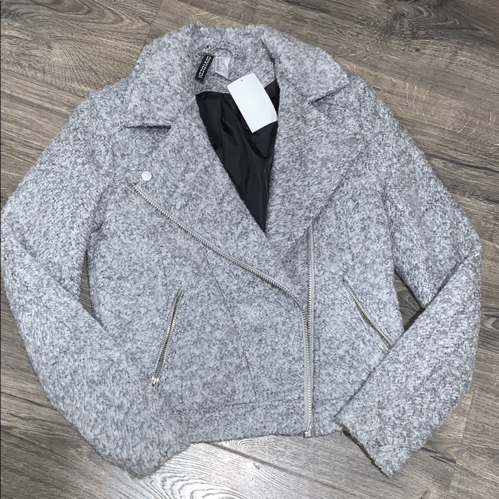 Wool Jacket- grey biker jacket